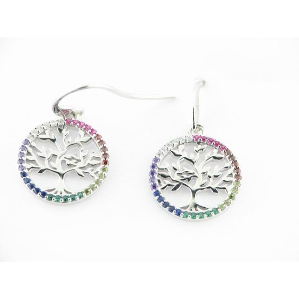 Lotus Pendientes Plata Circonitas