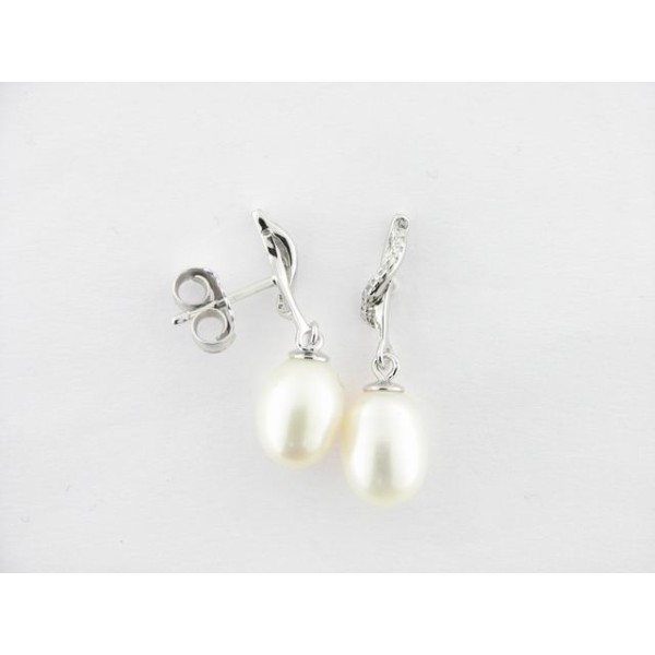 Pendientes plata perla circonitas