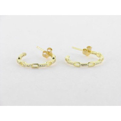 Pendientes Aro Plata Chapada Piedras