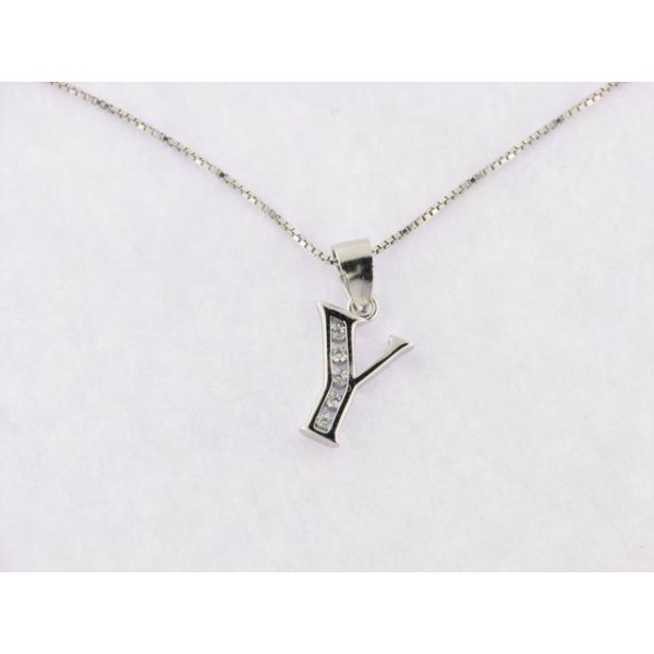 Colgante Plata Inicial Y con Cadena