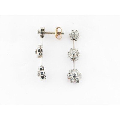 Pendientes Oro Blanco Piedras