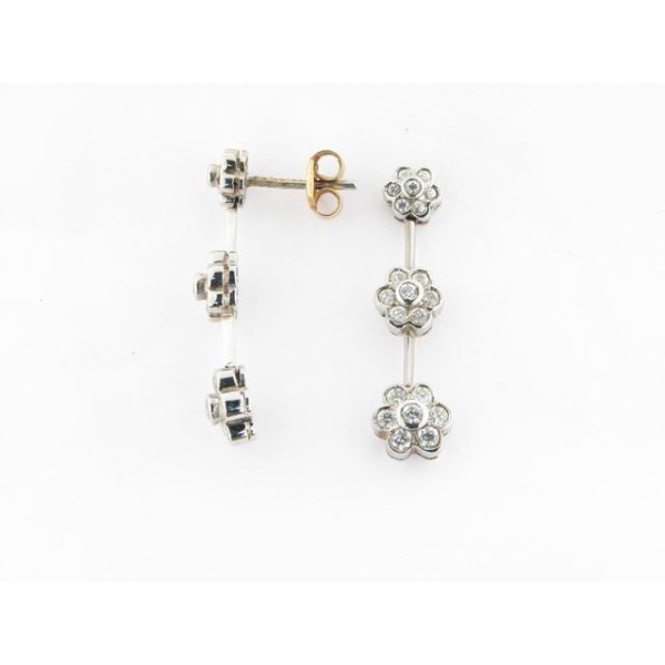 Pendientes Oro Blanco Piedras