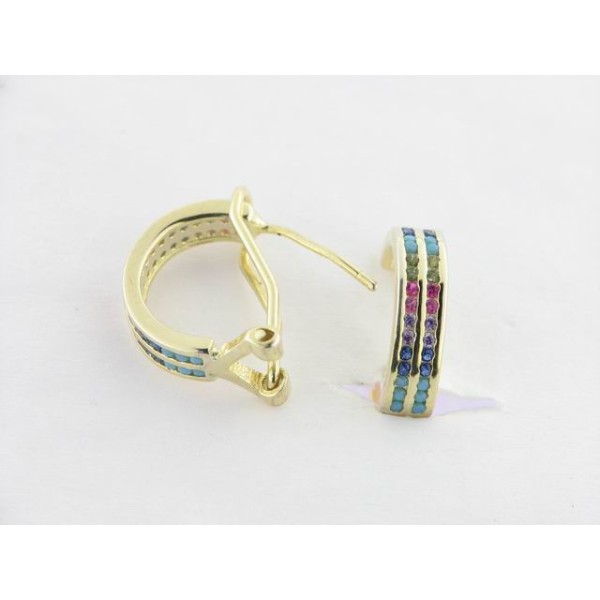 Pendientes Plata Chapada Piedras Colores