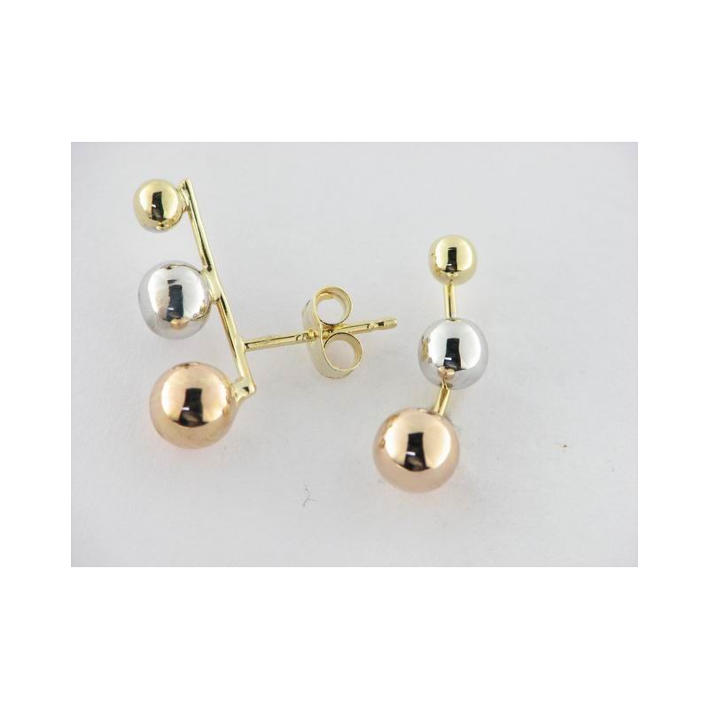 Pendientes Trepador Oro Tricolor