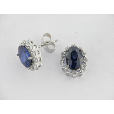 Pendientes Oro Blanco Piedras