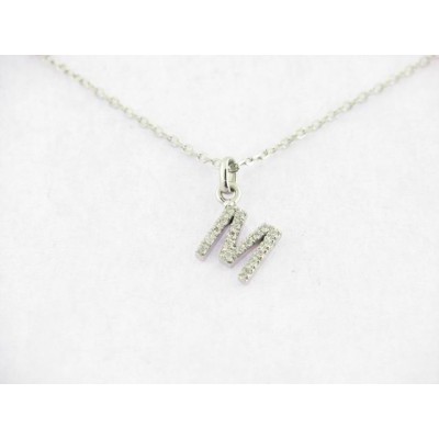 Colgante Oro Blanco M Diamantes con Cadena