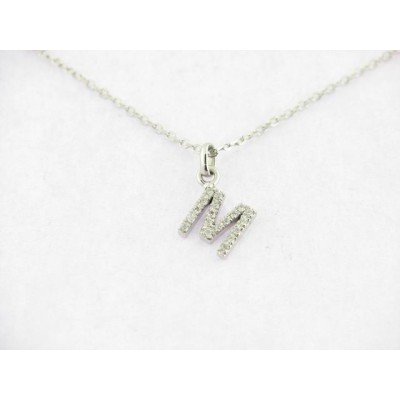 Colgante Oro Blanco M Diamantes con Cadena