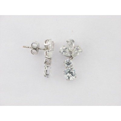 Pendientes Oro Blanco Piedras