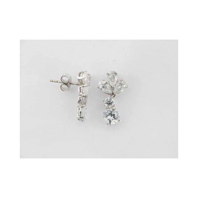 Pendientes Oro Blanco Piedras