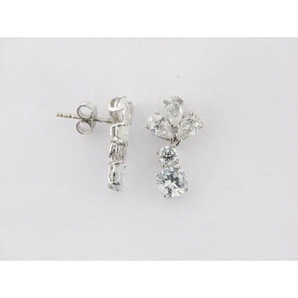 Pendientes Oro Blanco Piedras