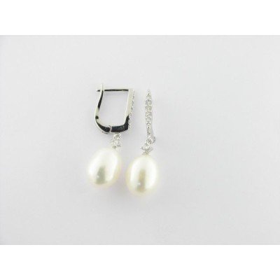 Pendientes plata circonitas perla