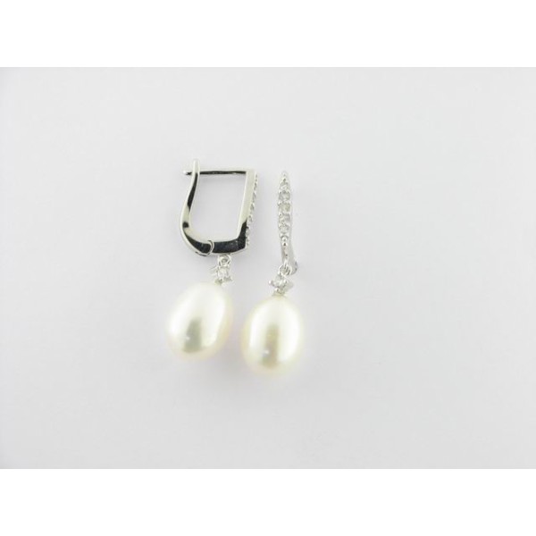 Pendientes plata circonitas perla