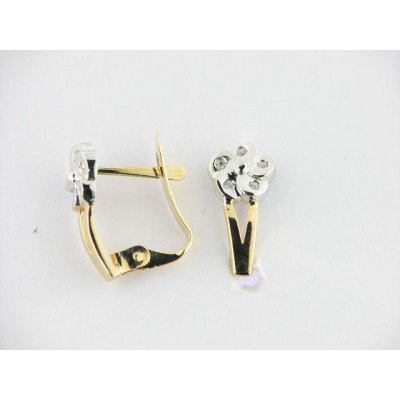 Pendientes Oro Bicolor Piedras