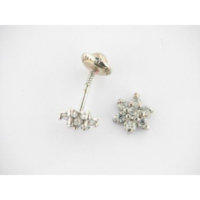Pendientes Oro Blanco Piedras