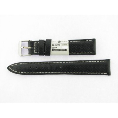 Correa 18 mm Becerro Clasico Sport Negro Blanco Correa 18 mm Becerro Clasico Sport Negro Blanco
