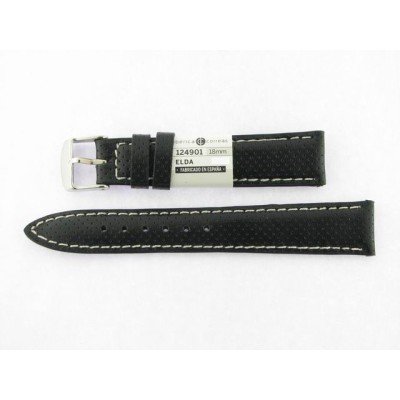 Correa 18 mm Becerro Clasico Sport Negro Blanco