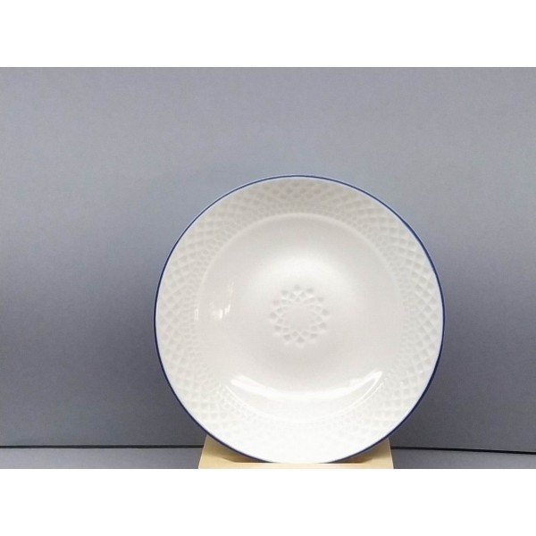 Plato hondo Portomarínico blanco filo azul