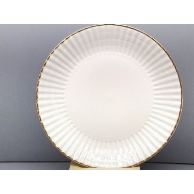 Plato llano grande Conchas blanco filo oro