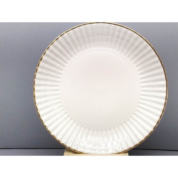 Plato llano grande Conchas blanco filo oro