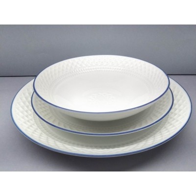 Plato hondo Portomarínico blanco filo azul