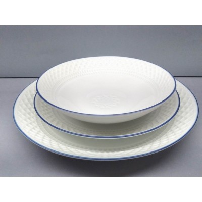 Plato postre Portomarínicio blanco filo azul