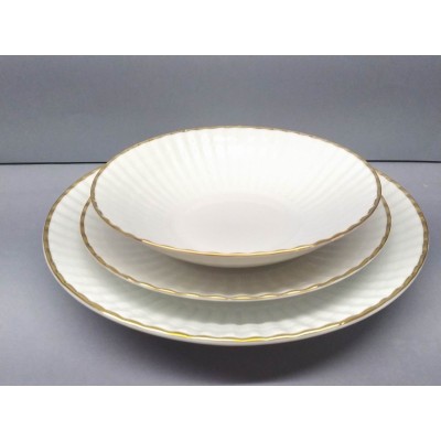 Plato llano grande Conchas blanco filo oro
