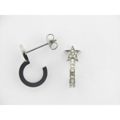 Lotus Pendientes Aro Acero Piedras