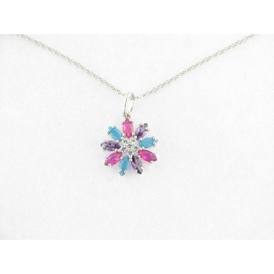 Lotus Colgante Plata Piedras