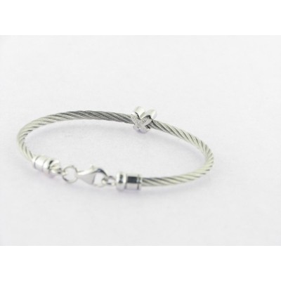 Pulsera Aro Acero Plata Diamantes