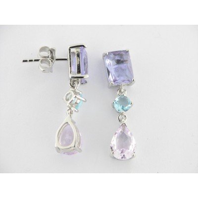 Lotus Pendientes Plata Piedras