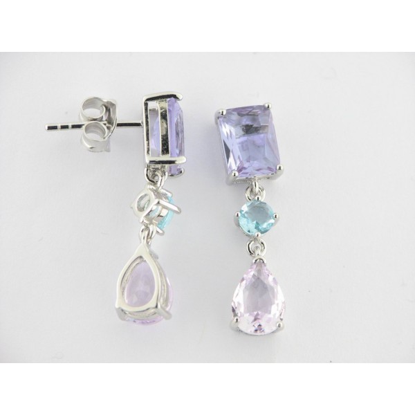 Lotus Pendientes Plata Piedras
