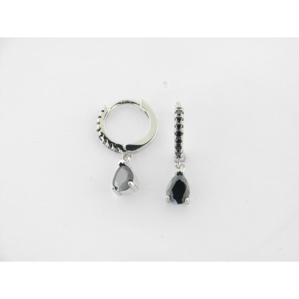 Pendientes aro plata piedras