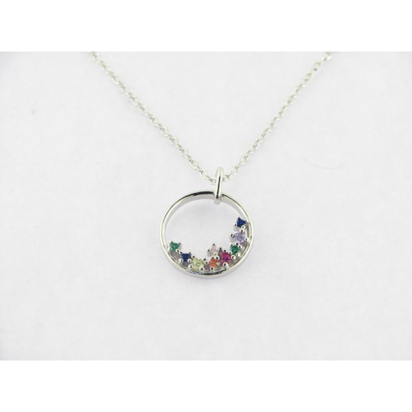 Colgante c/cadena plata piedras