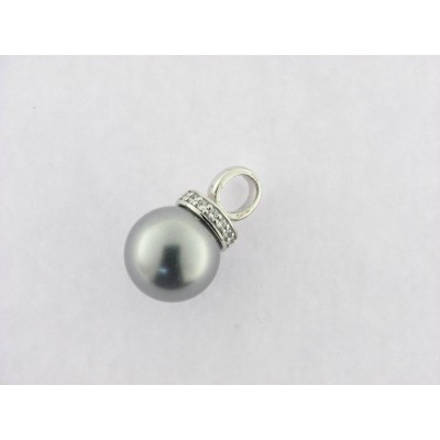 Colgante Plata Perla Gris