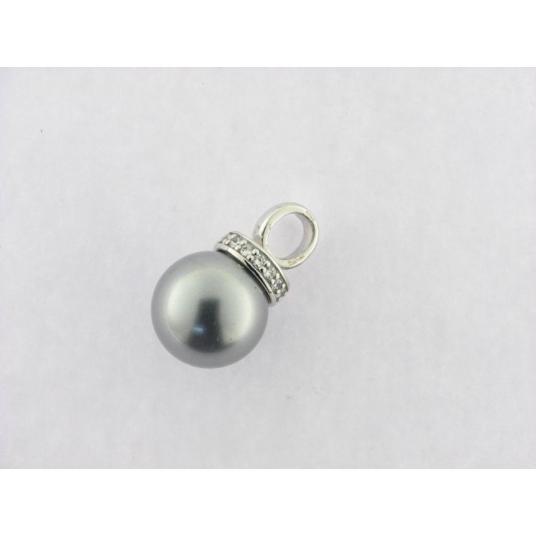 Colgante Plata Perla Gris