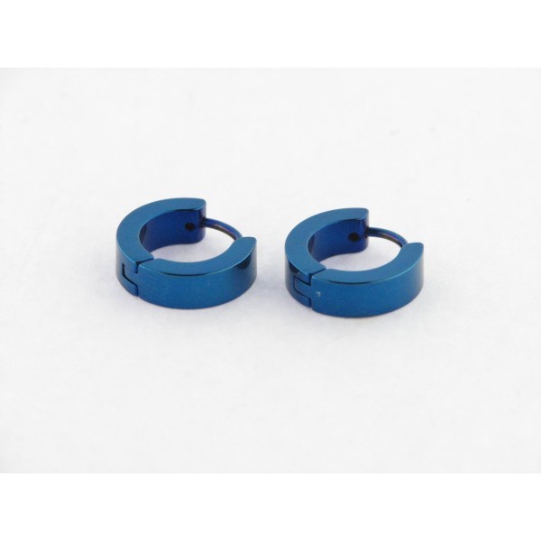 Pendientes Aro Acero Azul 14 mm