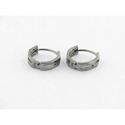 Pendientes Aro Acero Negro 14 mm