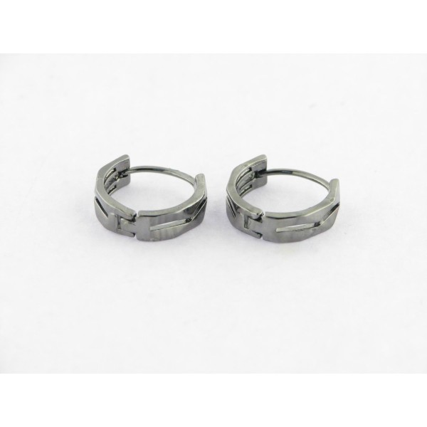 Pendientes Aro Acero Negro 14 mm