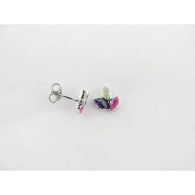Lotus pendientes plata piedras