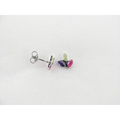 Lotus pendientes plata piedras