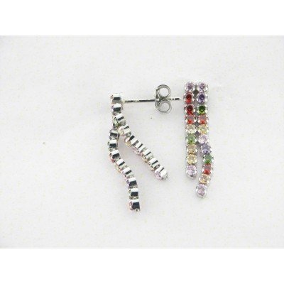 Pendientes Plata Piedras Colores