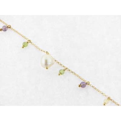Pulsera Plata Chapada Piedras Perla
