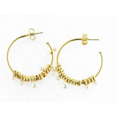 Duran Exquse Pendientes Aro Plata Chapada Perla