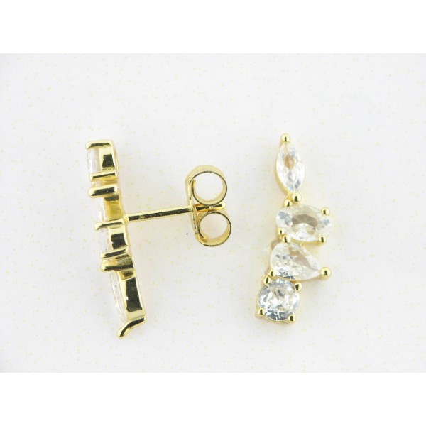 Pendientes Trepadores Plata Chapada Piedras