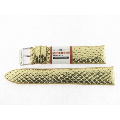Correa 20 mm Grano Serpiente Dorada