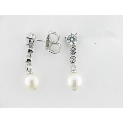 Camaleoni Pendientes Plata Perla Piedras