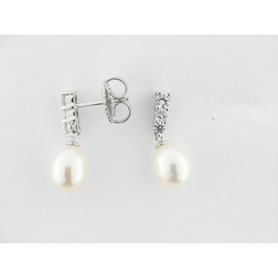 Camaleoni Pendientes Plata Perla Piedras