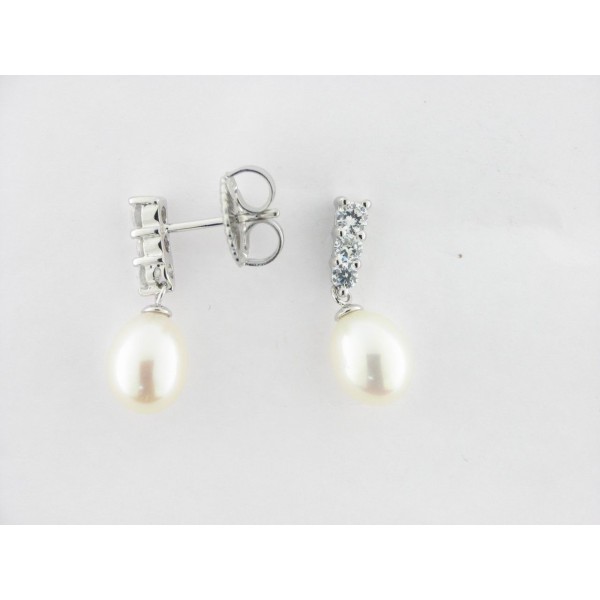 Camaleoni Pendientes Plata Perla Piedras