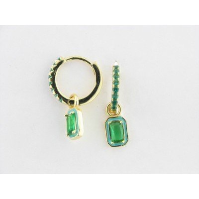 Pendientes Aro Plata Chapada Piedras