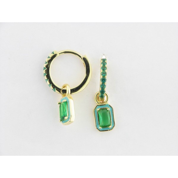 Pendientes Aro Plata Chapada Piedras